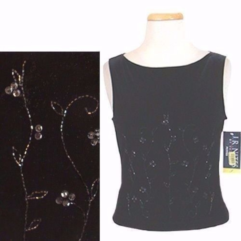 Sequin Black Velour Blouse Beaded  $69